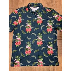 yatta men's golf pink flamingo‎ polo dri fit xl